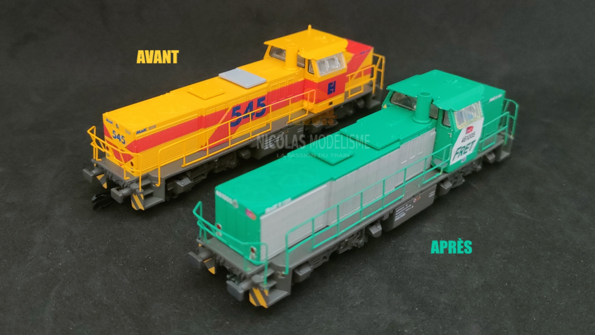 Peinture d'une G1206 en livrée Fret SNCF